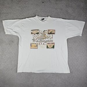 Vintage 90s Washington DC USA Souvenir Tourist‎ T Shirt Single Stitch White